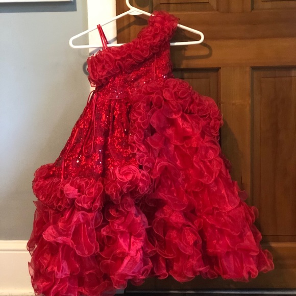 Red flower girl dress